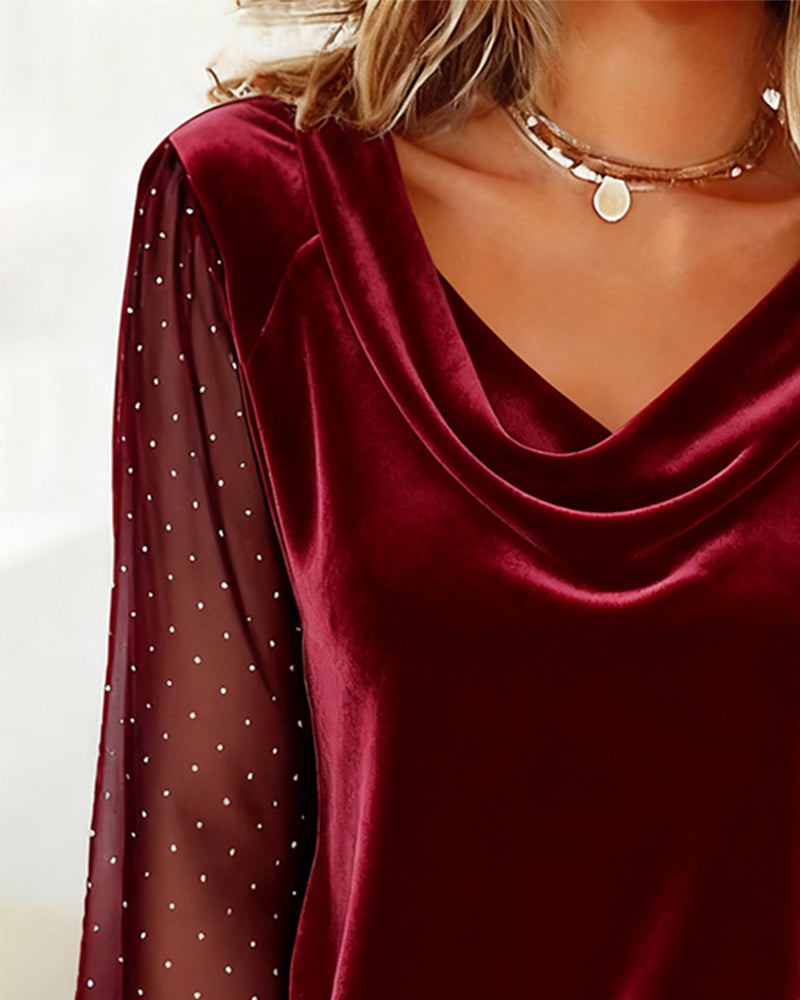 Valetta | Elegant Draped-Neck Casual Blouse