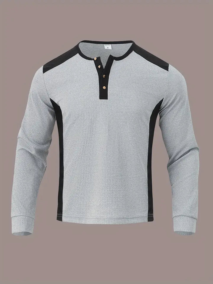 Kyran | Waffle Long Sleeve Henley Shirt