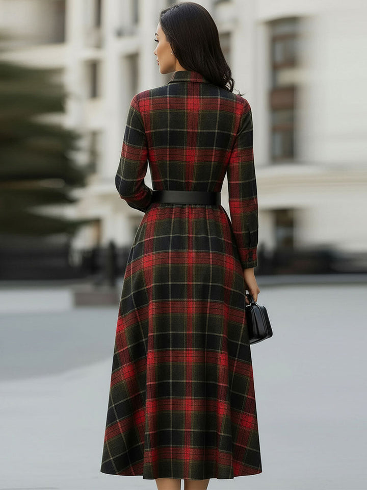 Bella | Retro Plaid Belted Dress