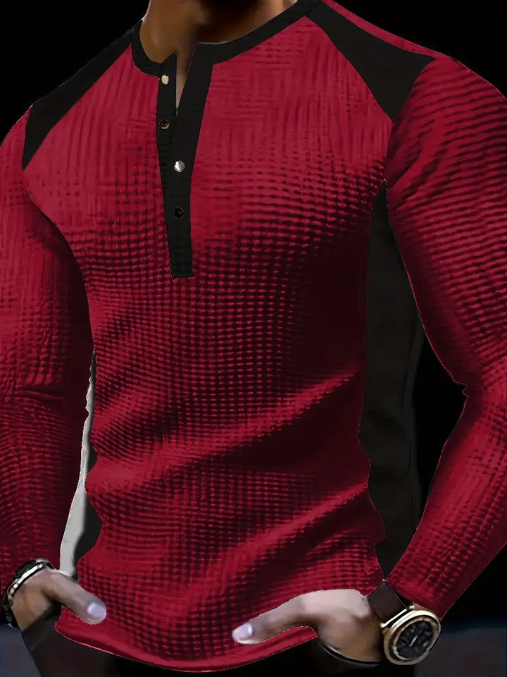 Kyran | Waffle Long Sleeve Henley Shirt