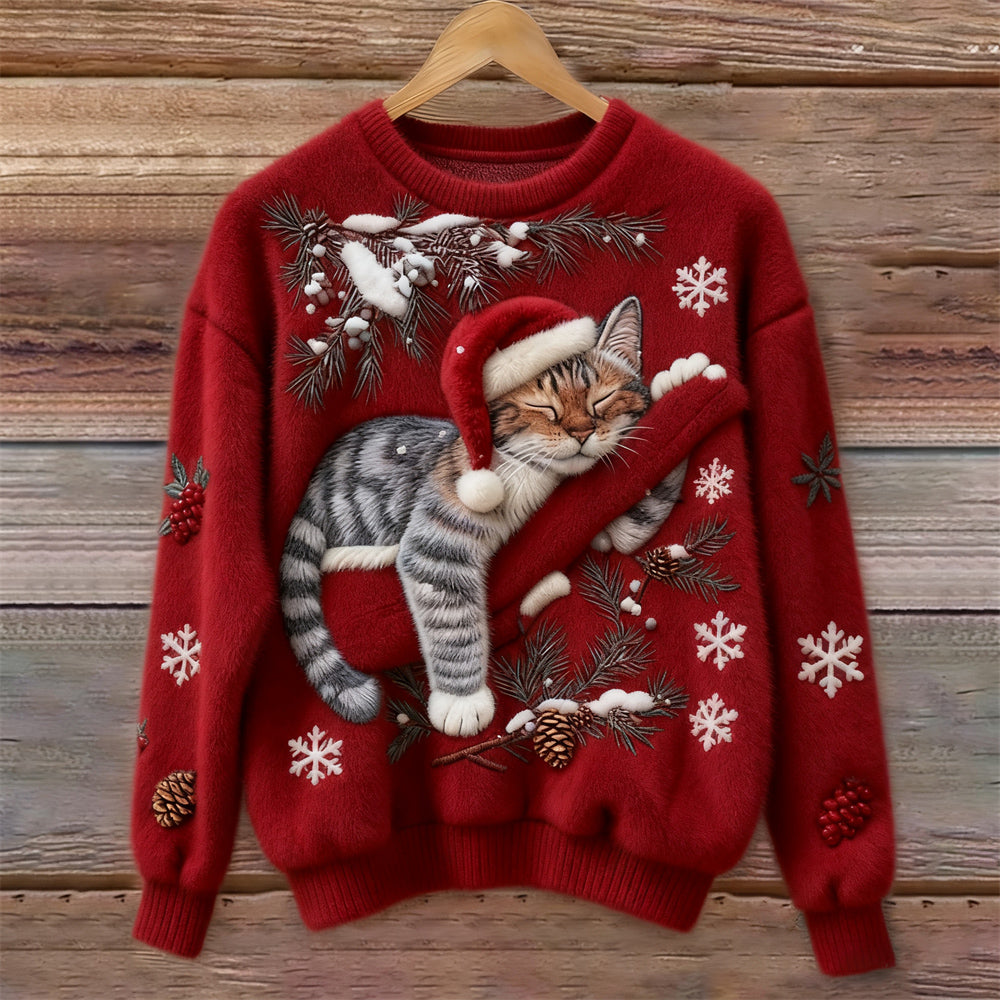 Nevita™ | Soft Christmas Sweater with Festive Cat