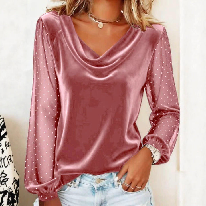 Valetta | Elegant Draped-Neck Casual Blouse