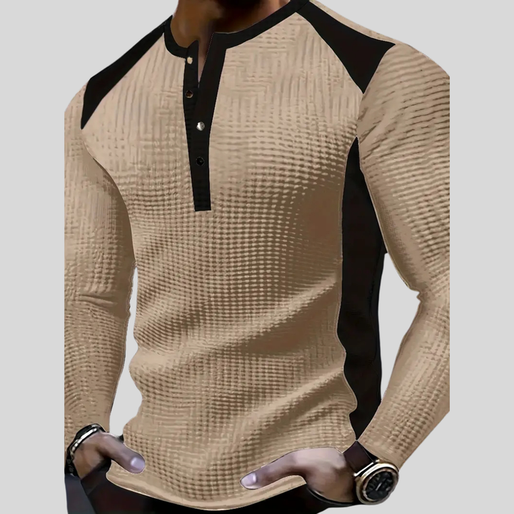 Kyran | Waffle Long Sleeve Henley Shirt