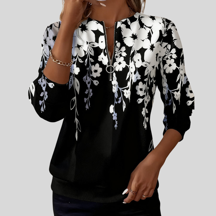 Elara | Soft Floral Half-Zip Sweatshirt