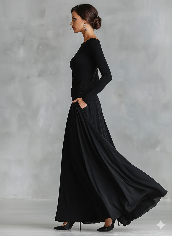 Hestia | Elegant Maxi Dress with Flowing Pleats