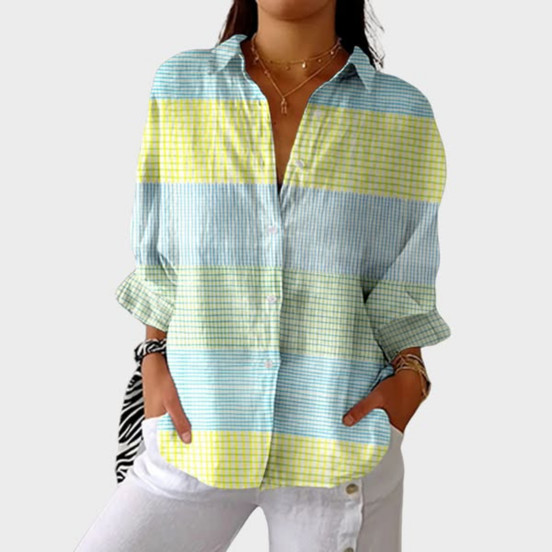 Fiora | Ocean Patchwork Blouse