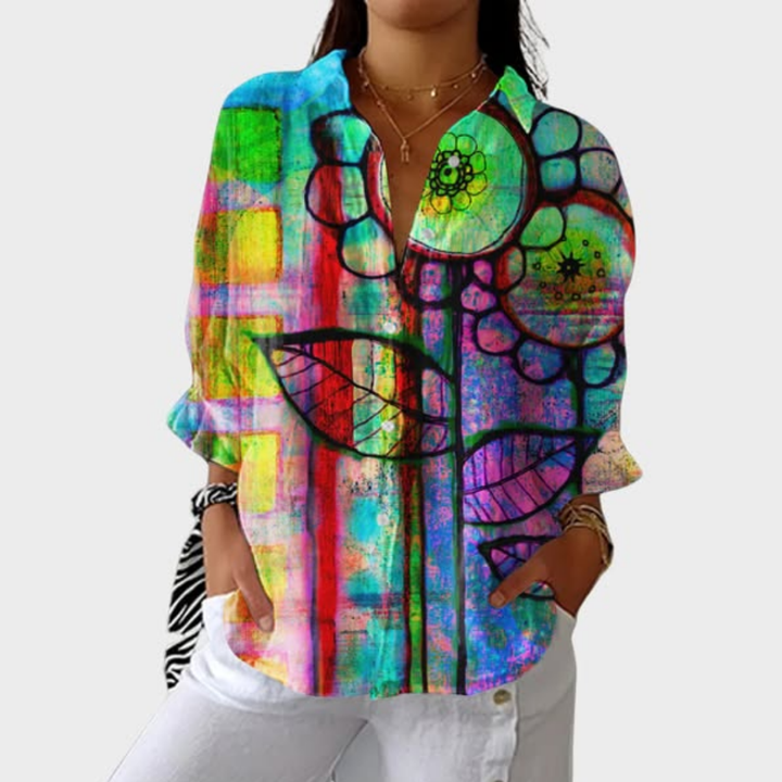 Fiora | Ocean Patchwork Blouse