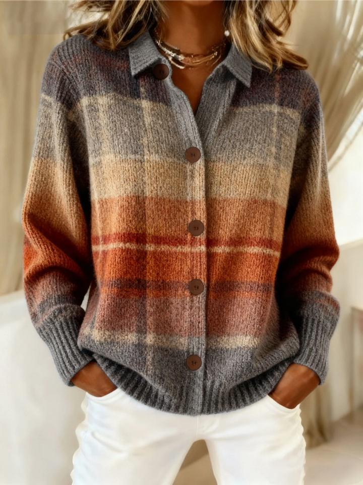 Lauren | Checkered Blouse in Warm Autumn Tones