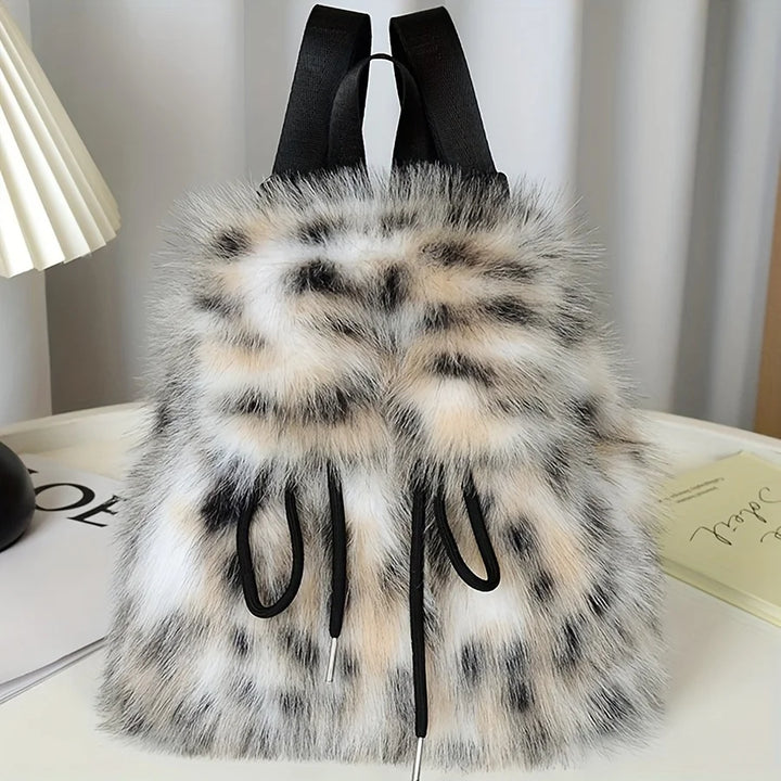 Bernice | Faux Fur Drawstring Backpack