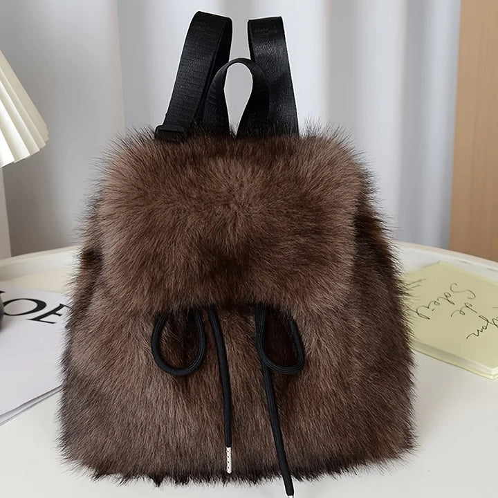 Bernice | Faux Fur Drawstring Backpack
