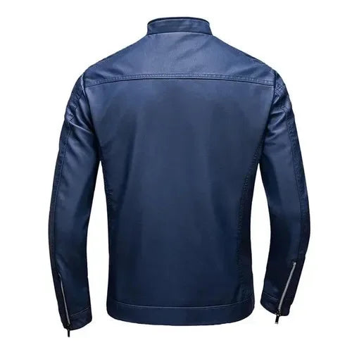 Maxime™ | Elegant Blue Biker Jacket
