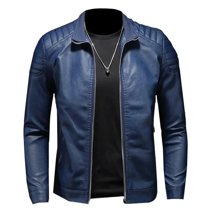 Maxime™ | Elegant Blue Biker Jacket