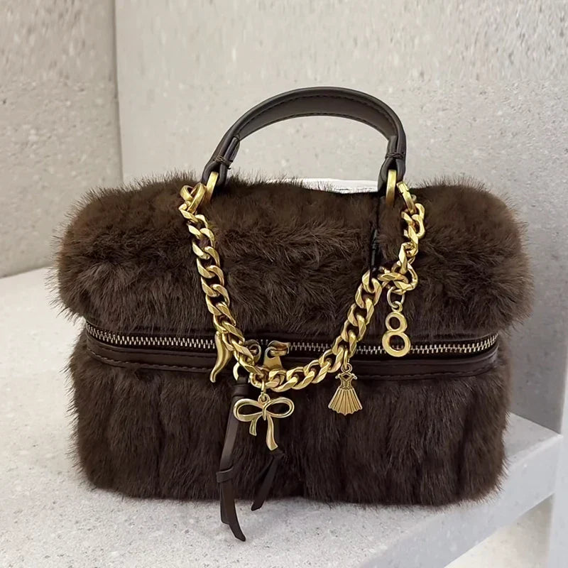 Courtney | Faux Fur Mini Box Shoulder Bag
