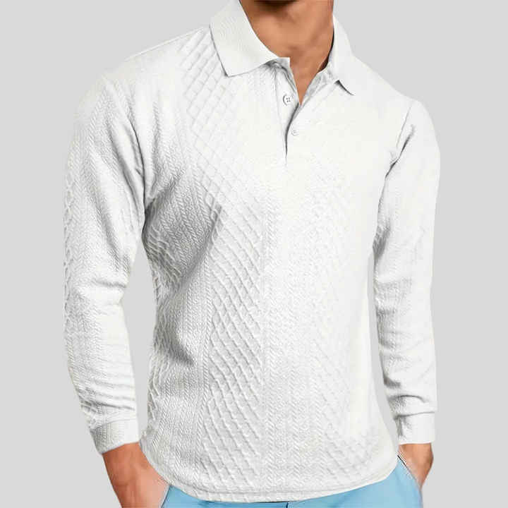 Benoit | Textured T-Shirt with Jacquard Collar