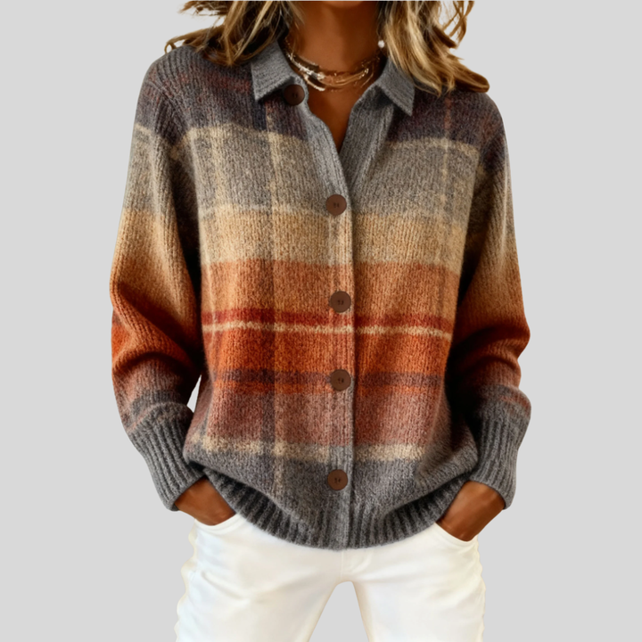 Lauren | Checkered Blouse in Warm Autumn Tones