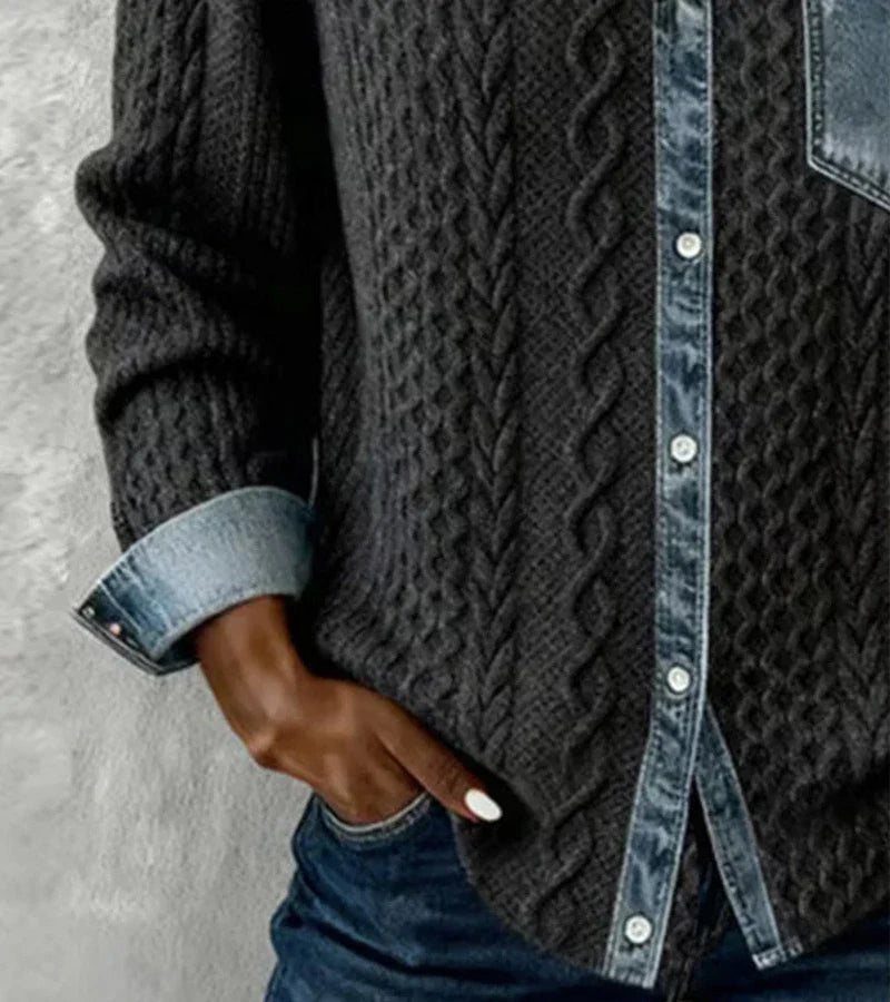 Marcela | Patchwork Knit Top with Contrast Details