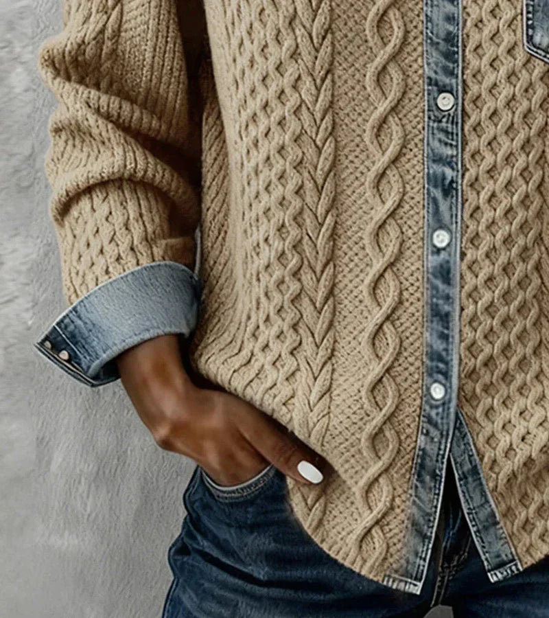 Marcela | Patchwork Knit Top with Contrast Details