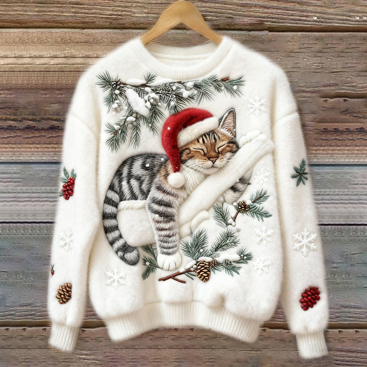 Nevita™ | Soft Christmas Sweater with Festive Cat
