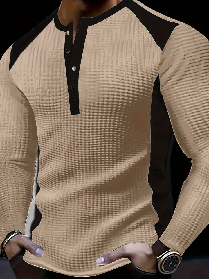 Kyran | Waffle Long Sleeve Henley Shirt