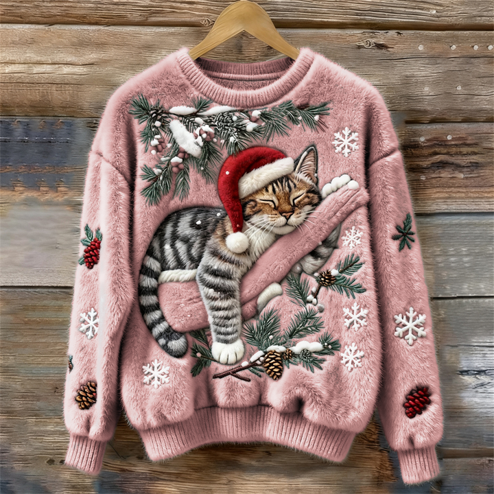 Nevita™ | Soft Christmas Sweater with Festive Cat