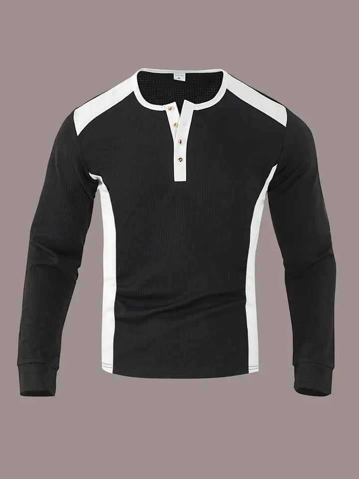 Kyran | Waffle Long Sleeve Henley Shirt