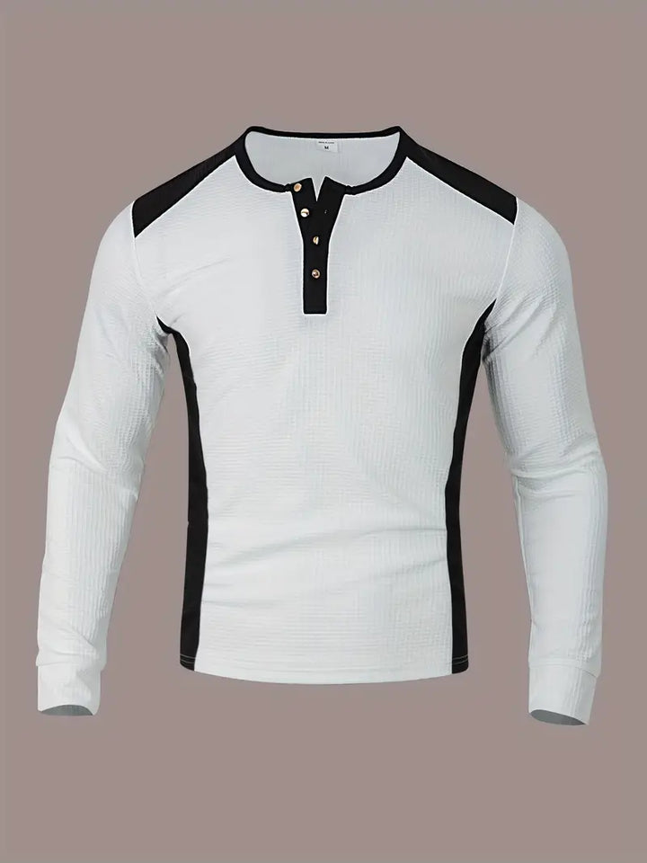 Kyran | Waffle Long Sleeve Henley Shirt